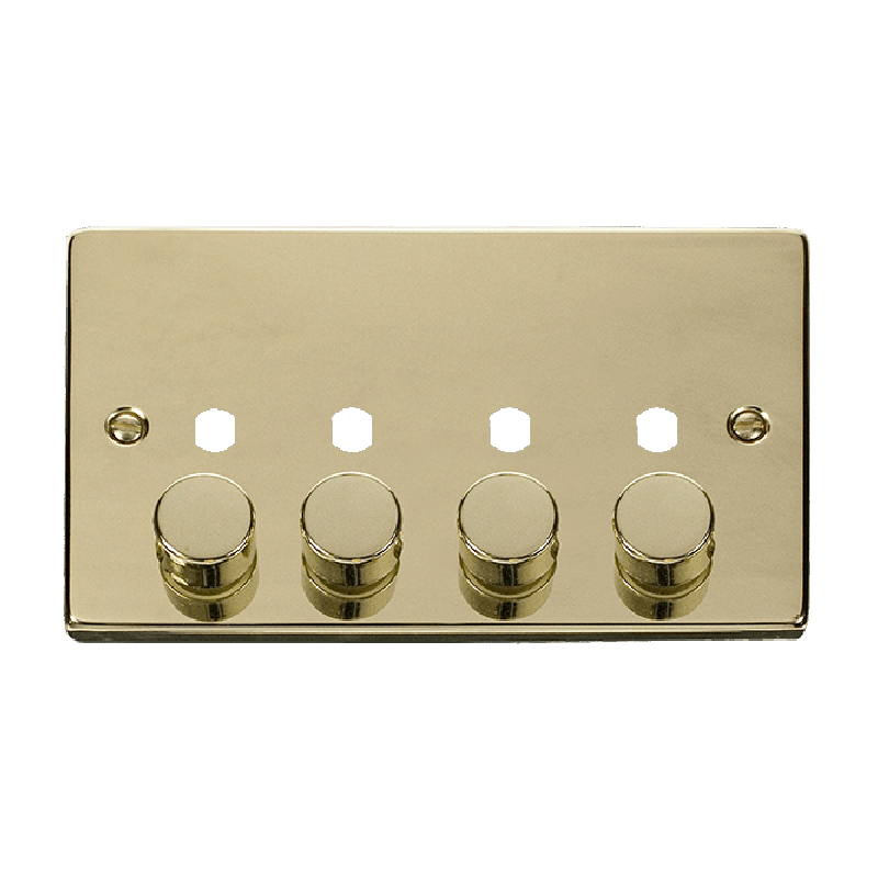 Click Deco 4 Gang Unfurnished Dimmer Plate and Knob (1600W Max) Polished Brass