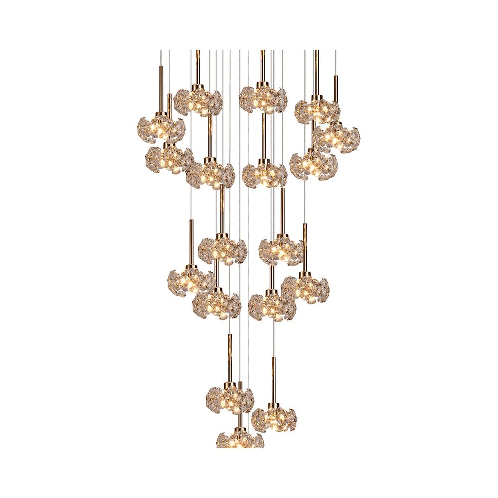 Luxuria Paramount 78.5cm 19 Light G9 3.5m Round Multiple Pendant With French Gold And Crystal Shade