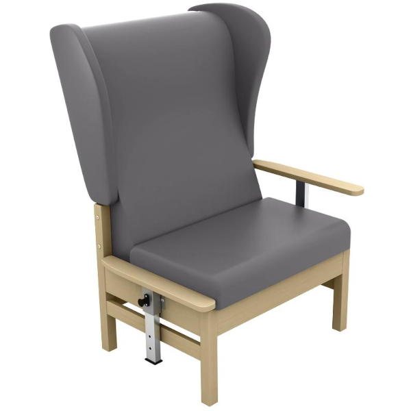 Atlas High Back Bariatric Arm Chair with Wings and Drop Arms - Grey