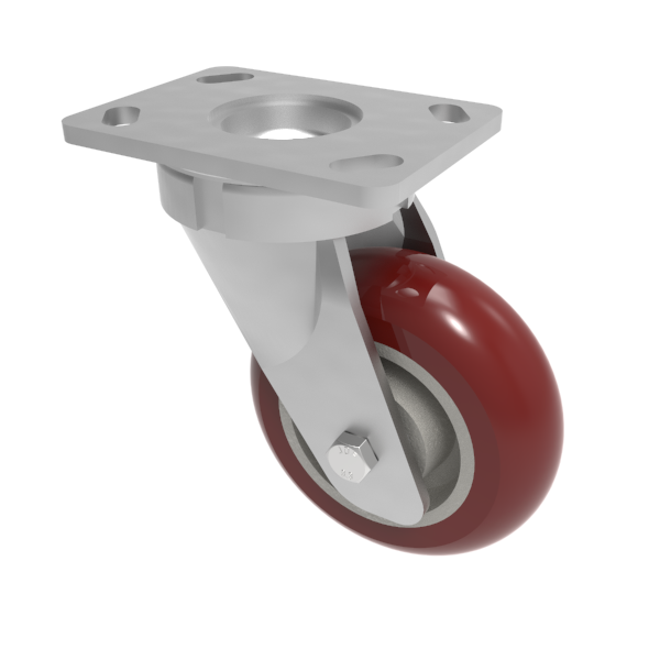 Ergonomic Polyurethane Plate Swivel Castor 150mm 575kg Load