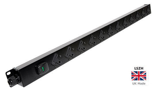 PDB-13A16V-C20 16 Way Vertical UK Socket PDU to C20 Plug 0U Power Distribution Unit 16 Port PDU good for use with C19 socket UP S - LSOH (BTO)