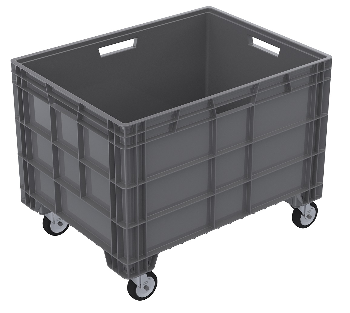 Mobile 210 Litre Mini Pallet Box / Bulk Storage Container. Solid sides on Wheels