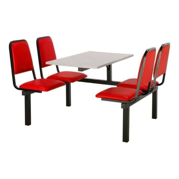 CU92 - 4-Seater Chester Canteen Unit - 1 Way Access, Red, Grey