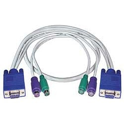 VKMEXT-100 - KVM Cable VGA PS/2 Extension 6-pin miniDin 100 ft 15HD Male - 6 pin miniDIN Male - 15HD Female - 6 pin miniDIN Female Gray