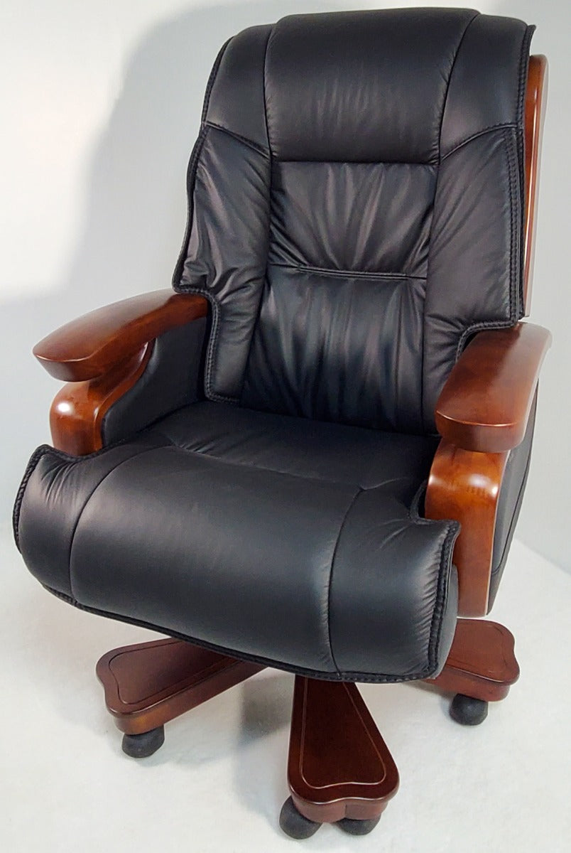 Real Italian Black Leather Executive Heavy Duty Office Chair - A771 Huddersfield