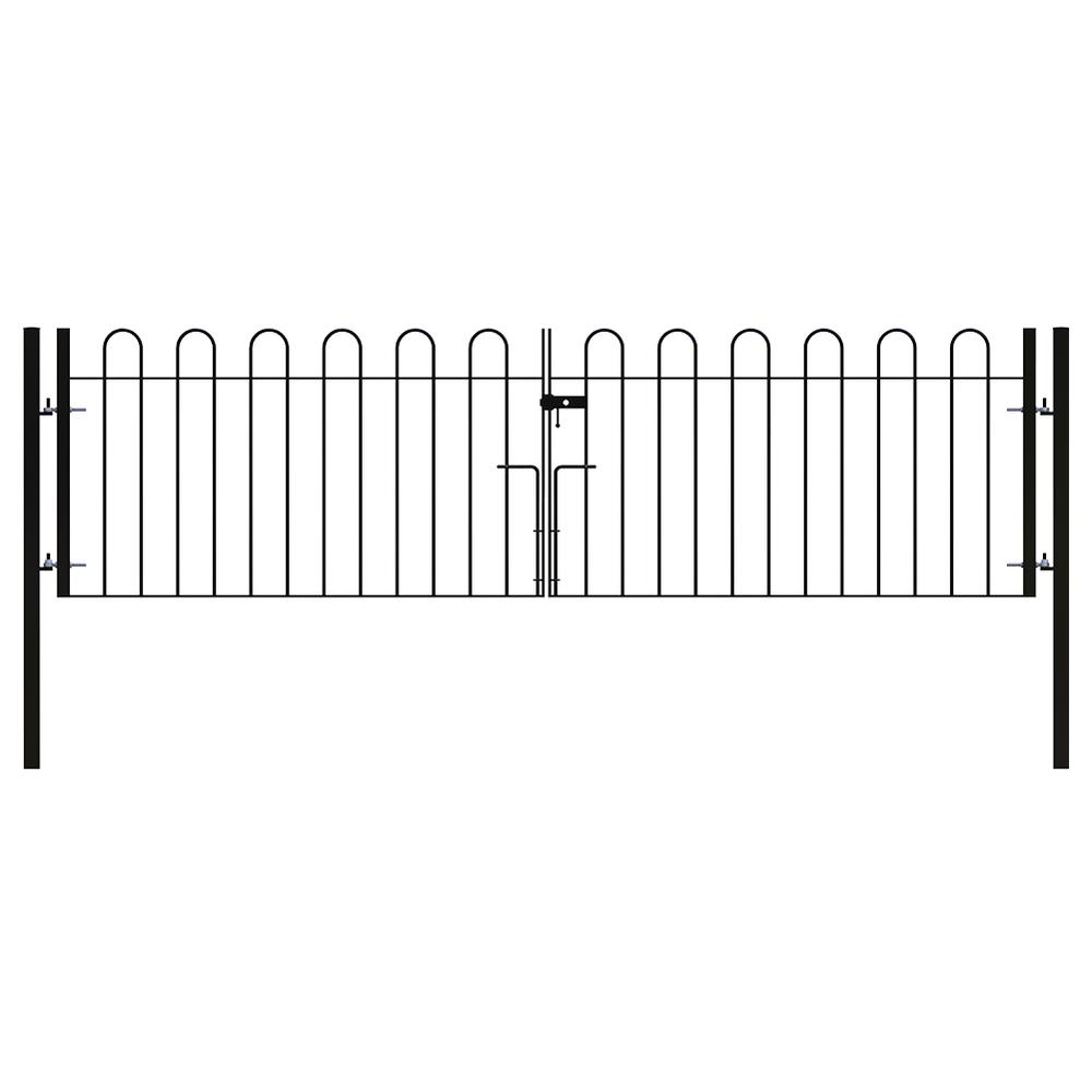 Bow Top 0.9m(H) x 3.1m Wide Double LeafGate (With Posts & Fittings)- Black