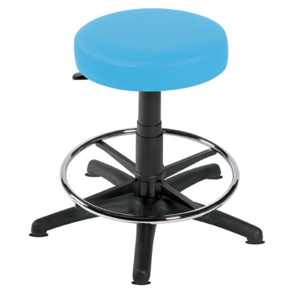 Gas Lift Examination Stool with Glides and Foot Ring - Sky Blue