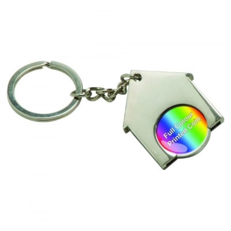 House Shaped Trolley Coin Keyring (Full Colour Print)