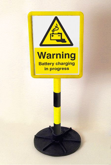 Bespoke sign in yellow frame on post c/w base