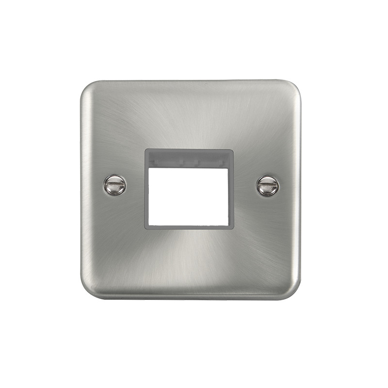 Click Deco Plus MiniGrid 2 Aperture Face Plate Satin Chrome Grey Inserts