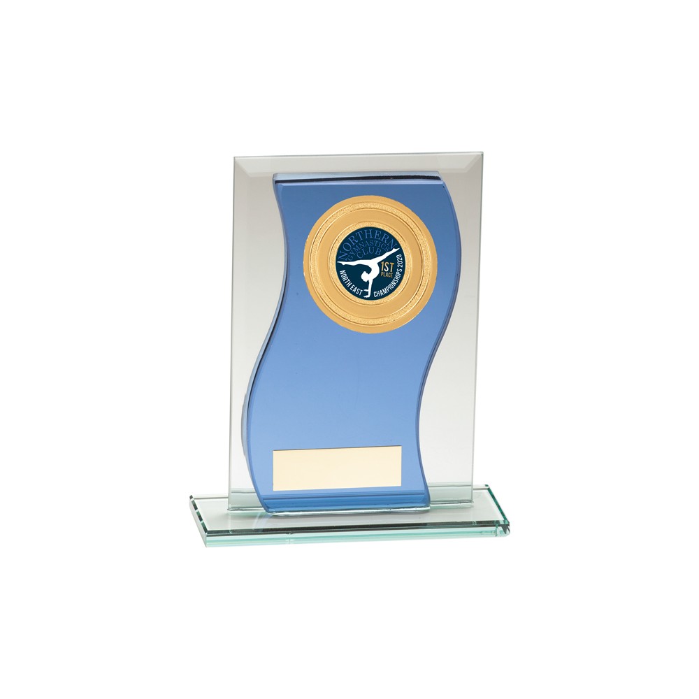 Suppliers Of Azzuri Wave Blue Mirror Glass Award - 3 sizes Hertfordshire