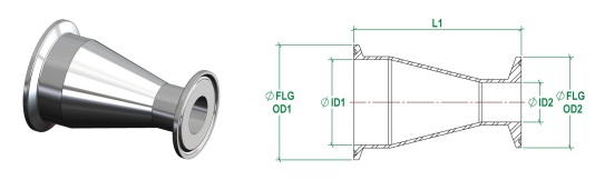 Concentric Reducer, Clamp Ended (2016 Onwards)
