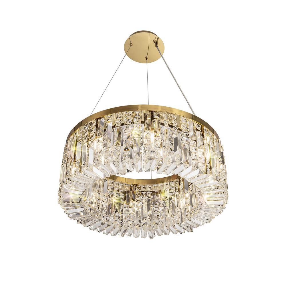 Luxuria Illumia 60cm Round Pendant Chandelier 8 Light E14 Gold/Crystal