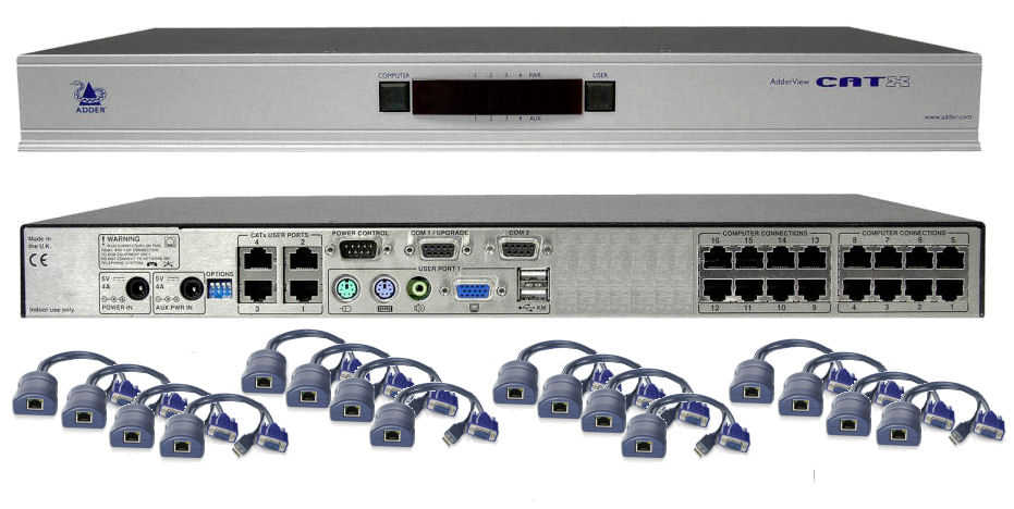 Adder AVX4016-UPK16 AdderView CatX, 4 local Users 16 Computers with 16 x USB Cams Bundle ( super value deal pack )