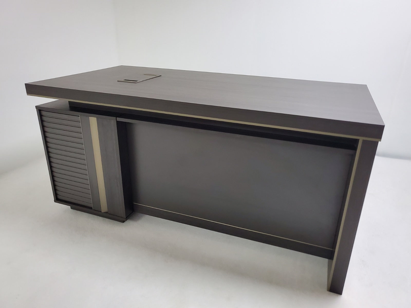 Modern Grey Oak Straight Executive Office Desk with Built in Storage - 1400mm, 1600mm, 1800mm or 2000mm - BWJ-HD05 UK