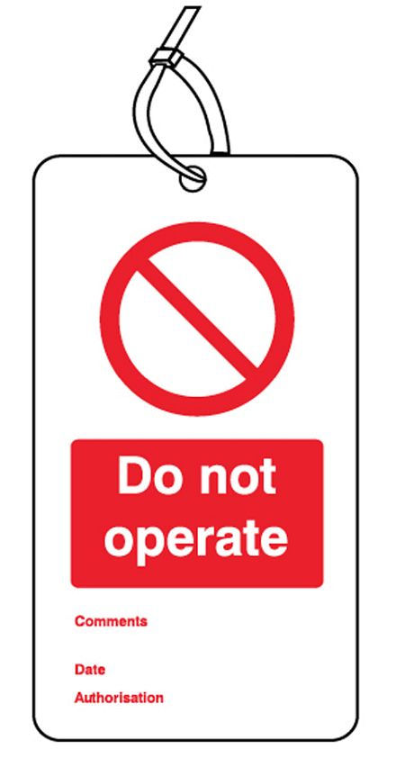 Do not operate double sided safety tags (pack of 10)