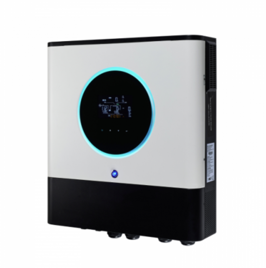 iconica 11000w 48v hybrid pure sine wave inverter with combined 11000w dual-input solar mppt controller, 150a solar charging current, 150a mains battery charger, dual ac inputs, parallel capability and inbuilt wi-fi mobile monitoring (no battery required)