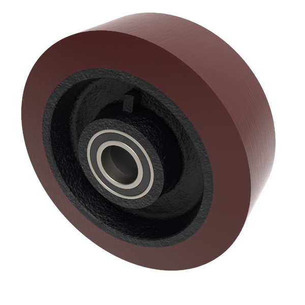 Polyurethane Cast Iron 300mm Ball Bearing Wheel 3000kg Load