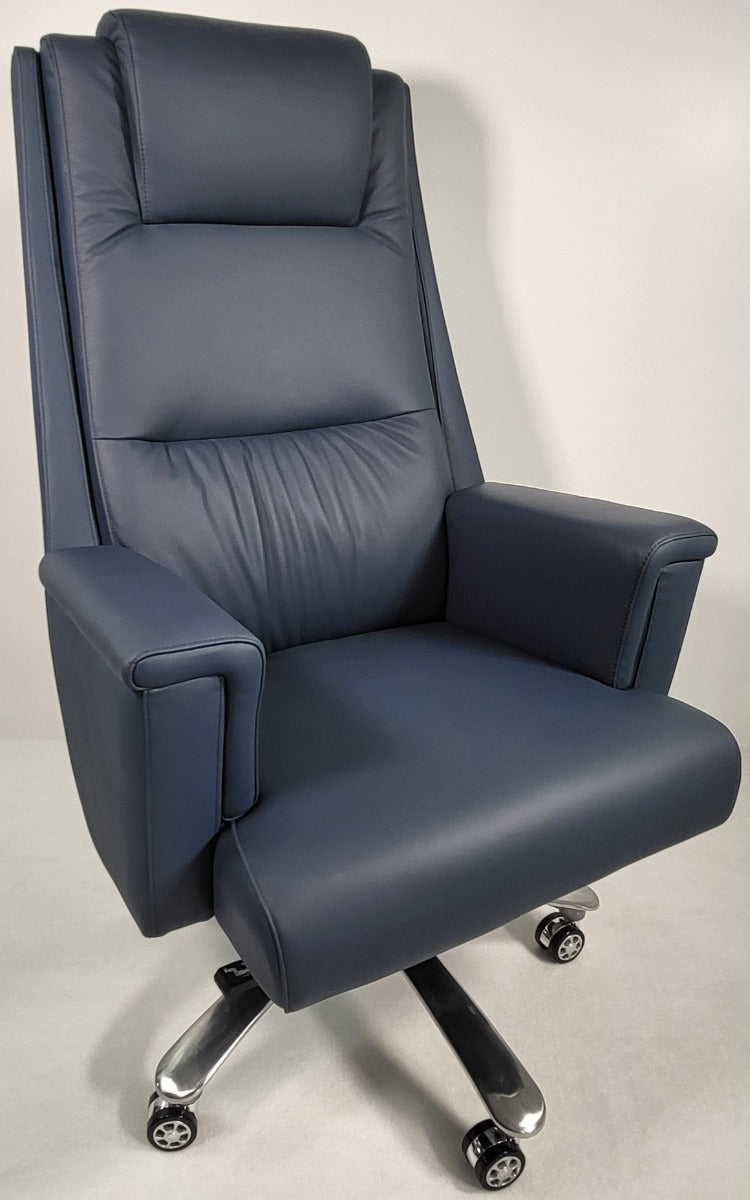 Providers Of Genuine Hide Blue Leather High Back Executive Office Chair - KW-8618 North Yorkshire