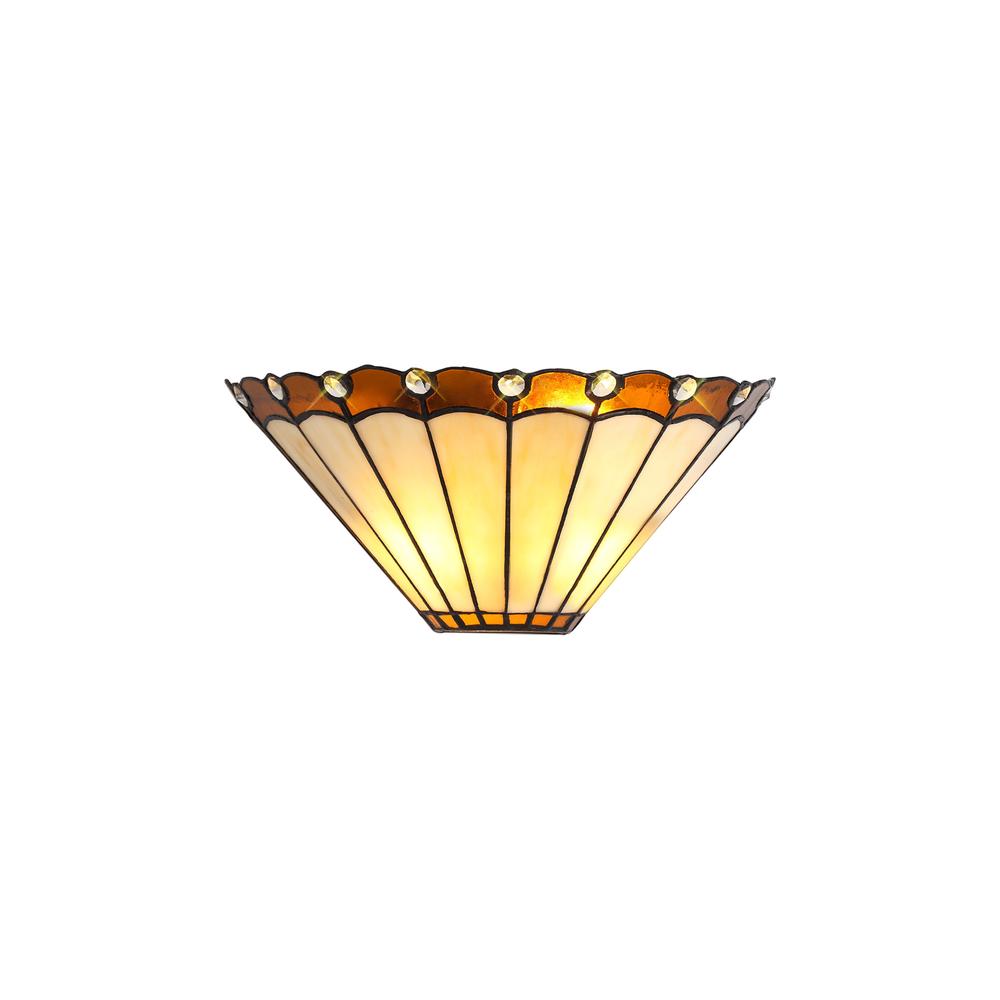 Luxuria Sleek Tiffany Wall Light 2xE14 Amber/Cream/Crystal