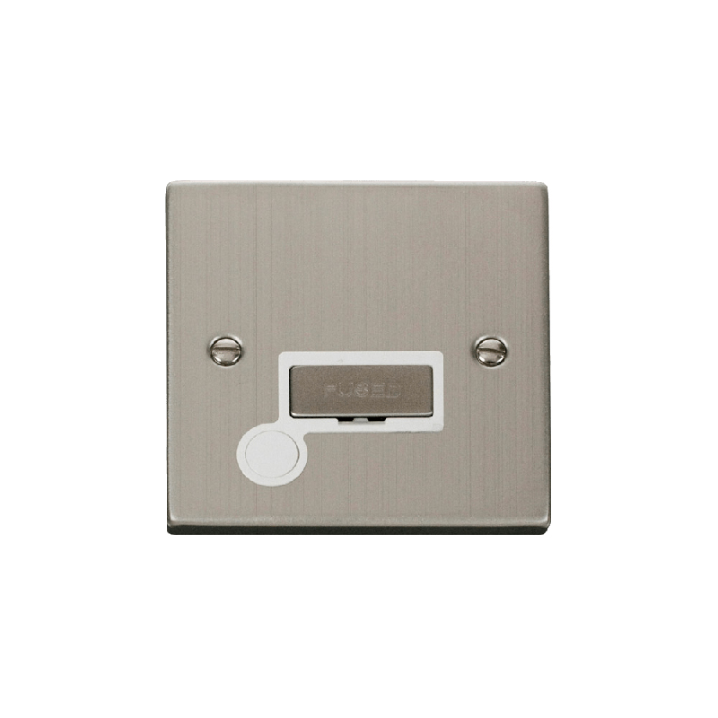 Click Deco 13A Fused 'Ingot' Connection Unit With Flex Outlet Stainless Steel Insert White