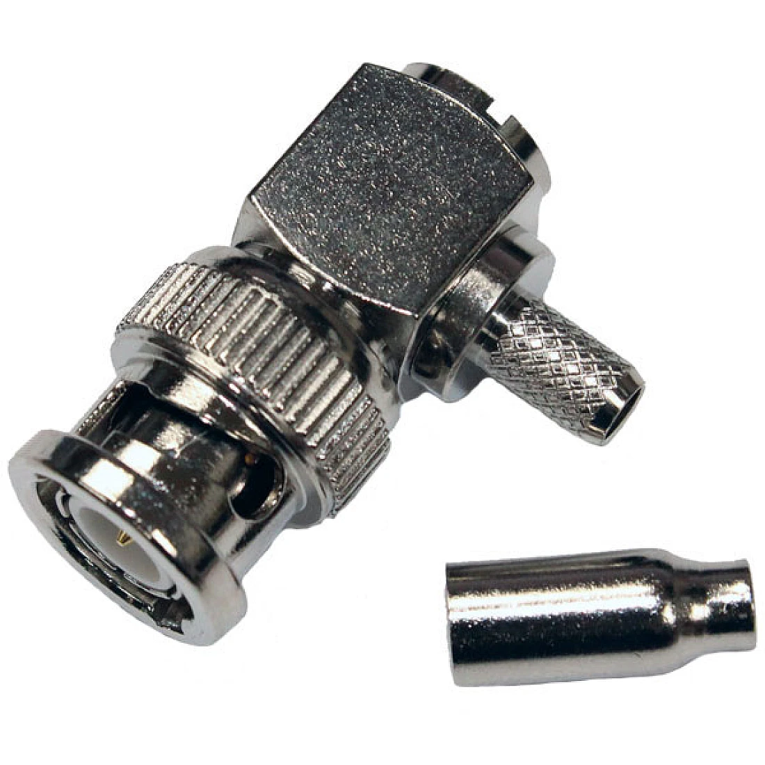 BNC Elbow Crimp Solder Male Plug RG174