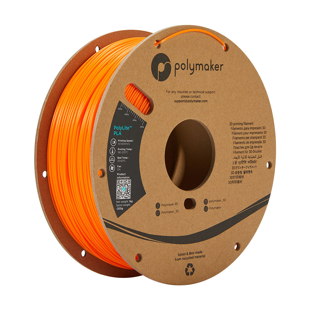 PolyMaker PolyLite PLA 1.75mm True Orange 3D printer filament 1Kg