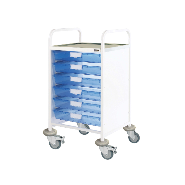 Vista 50 Clinical Trolley 6 Shallow Trays - Clear