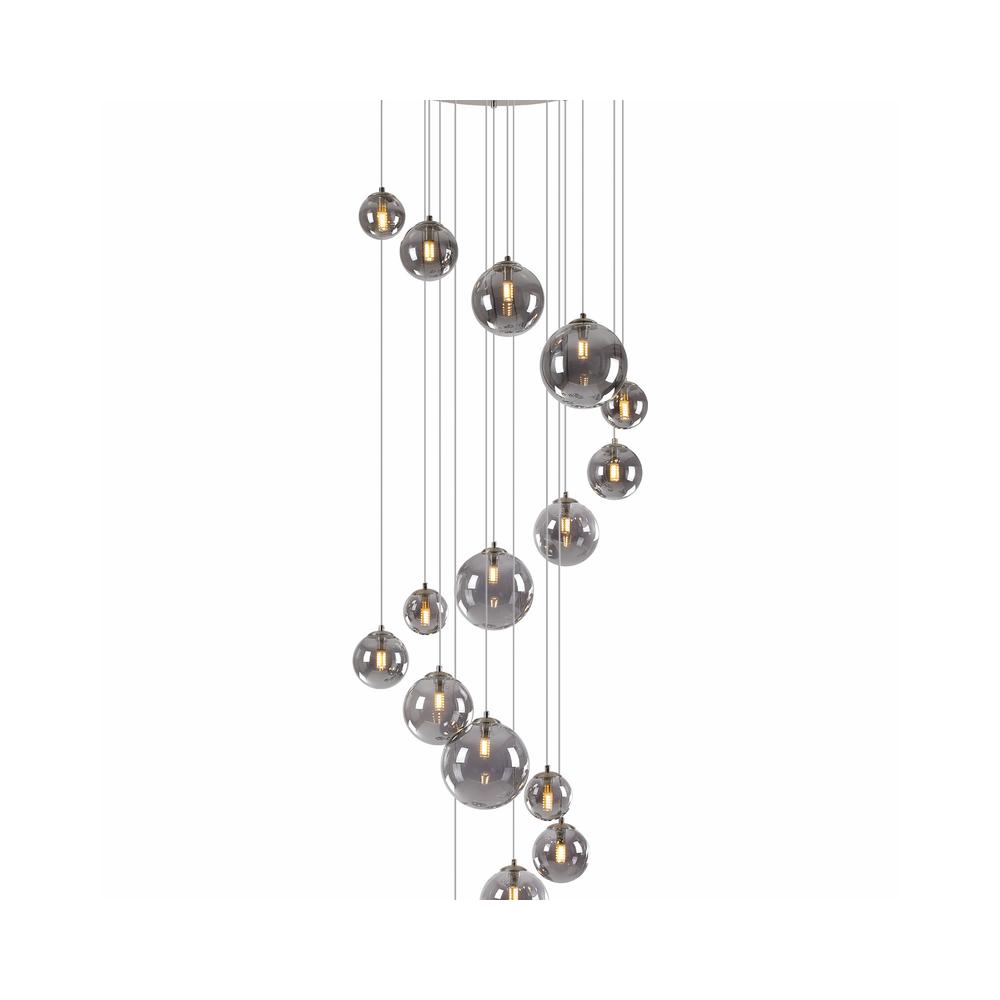 Luxuria Thorne 60cm Pendant 16xG9 Satin Nickel Smoke Plated Glass