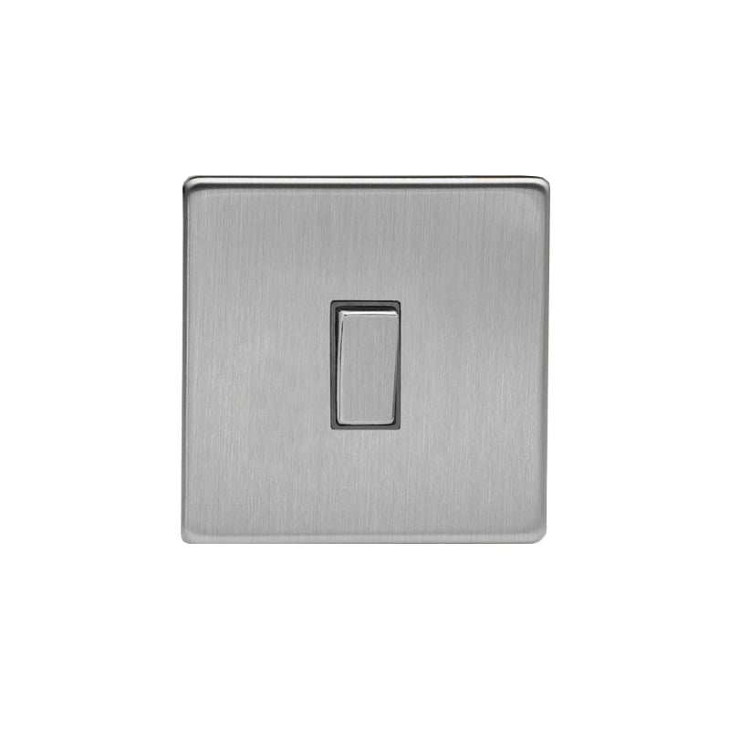Varilight Screw Less Flat Plate 20A DP Switch Brushed Steel
