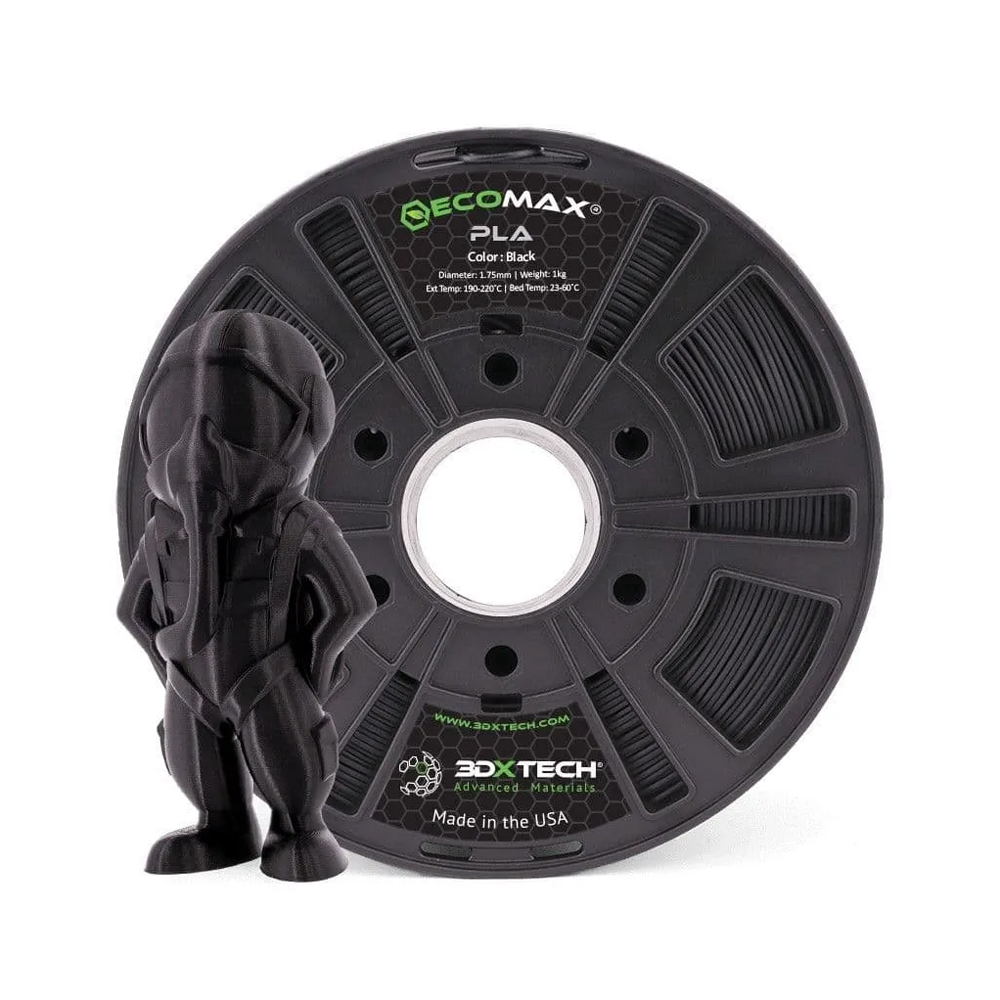 3DXTech ECOMAX PLA Black 1.75mm 1Kg 3D Printing filament