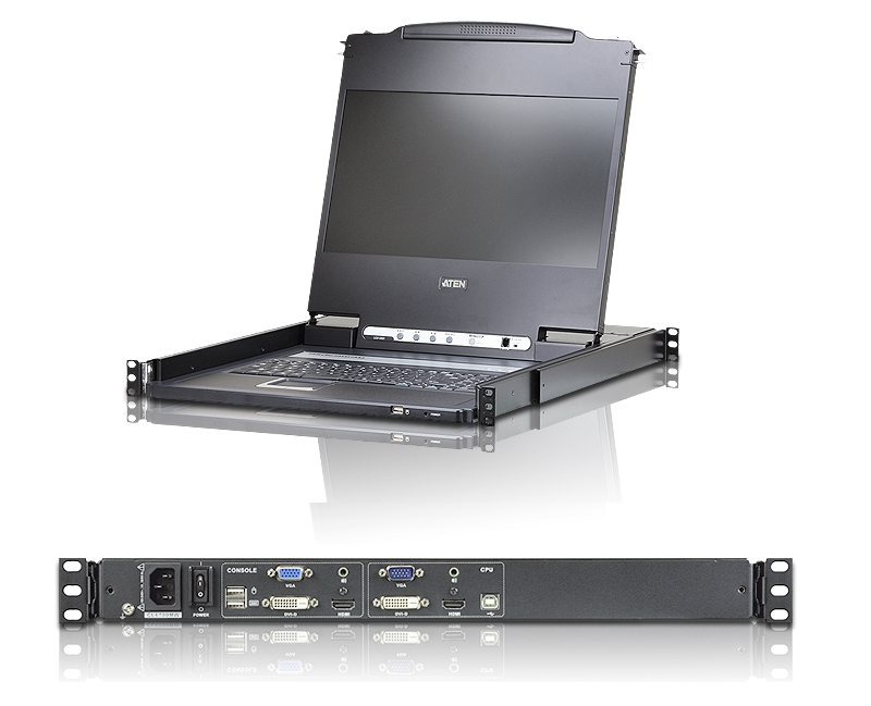 CL6700MW - Aten - DVI Full HD LCD Console - 17&#34; LCD KVM Console Drawer with DVI-D, VGA, or HDMI Input - Widescreen. ATEN LCD Console