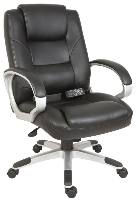 Electric Black Faux Leather Massage Office Chair - LUMBAR-MASSAGE UK