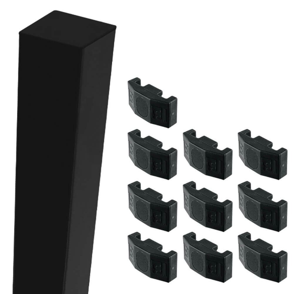 Black Nylofor 2D Super 1.8M Corner Post With Fixings (60 x 60 - 2.5m Overall Length)