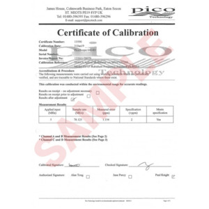 Pico Technology CC028 Calibration Certificate, PicoScope 4000A, 4824, 5000 And 6000 Series