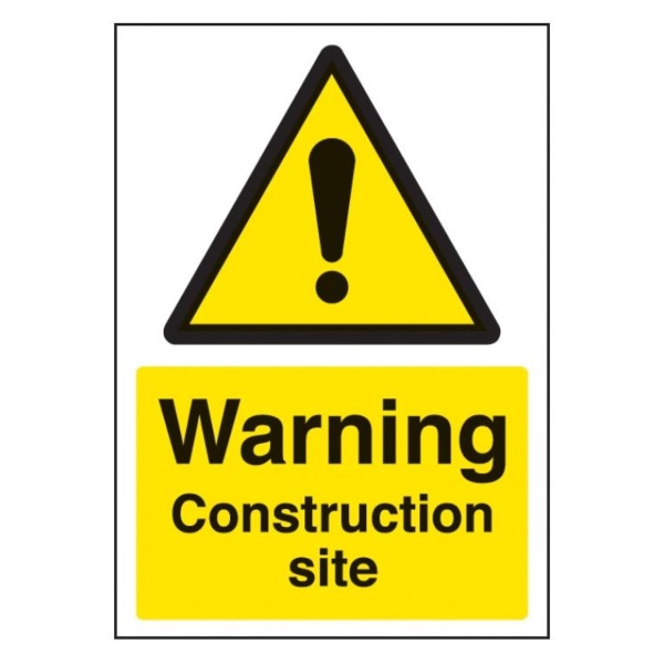 Warning Construction Site - A4 Self Adhesive Vinyl