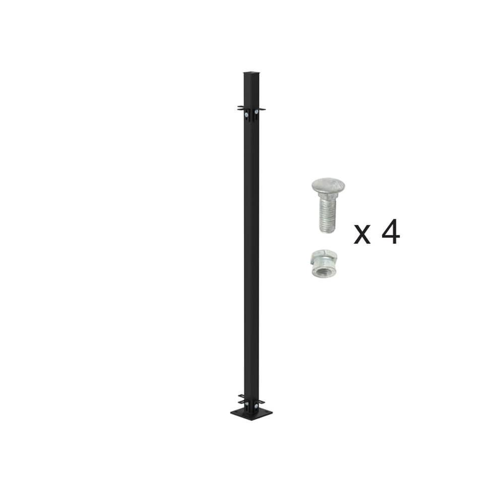 900mm High Bolt Down 3-Way Post - Includes Cleats & Fittings - Black