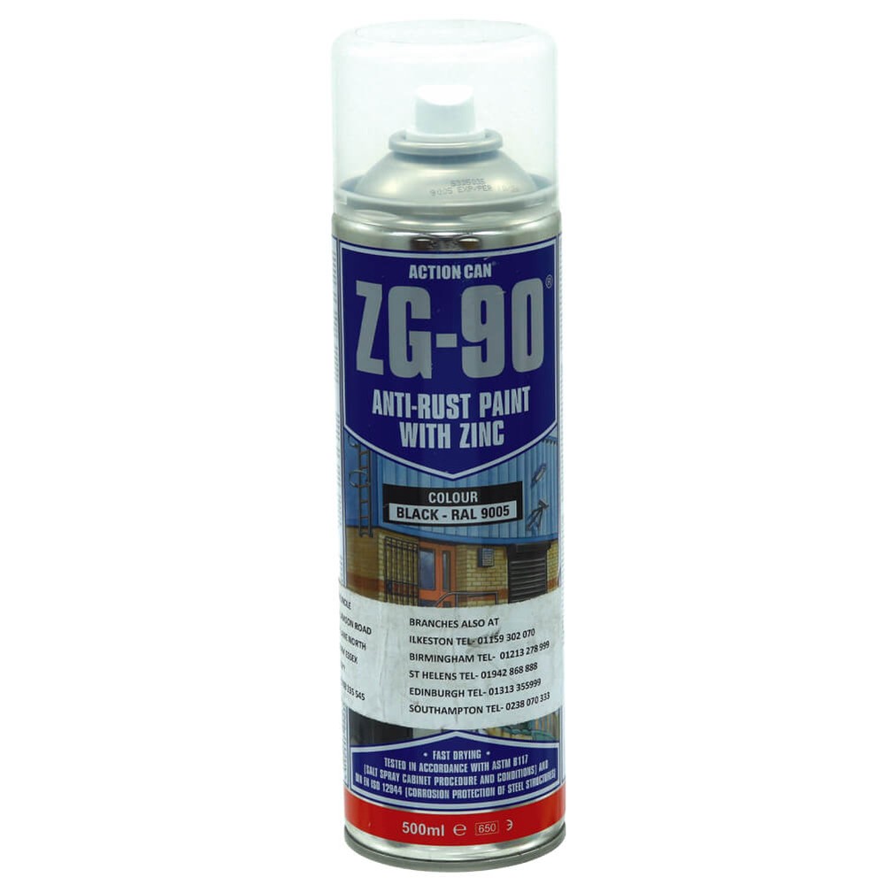500ml Cold Zinc Galvanised Spray Can Gloss Black - RAL 9005