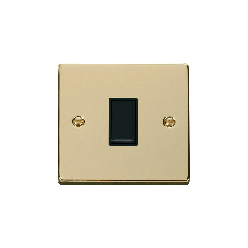 Click Deco 1 Gang 2 Way 10AX Switch Polished Brass Black Inserts