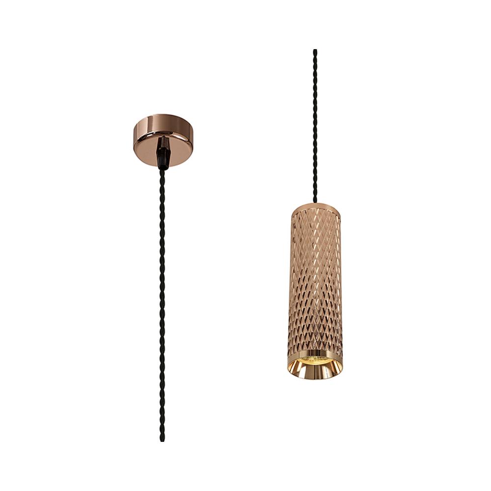 Luxuria Swirl 6.5cm 1 Light 20cm Pendant Light GU10 Rose Gold