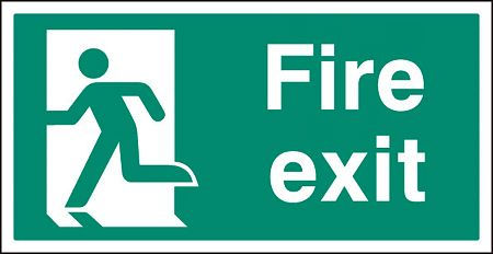 Fire exit left BS single sided 800x400mm 5mm rigid