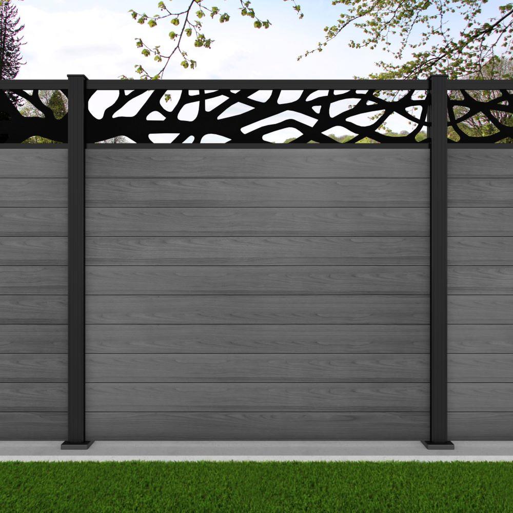 1.8m Connect+Woodland Laser Grey Effect Black Sand Bolt Down Posts - Metre Price 