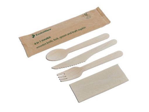 Wooden Cutlery Mealkit - 4MKITWDK Cased 500 For Restaurants