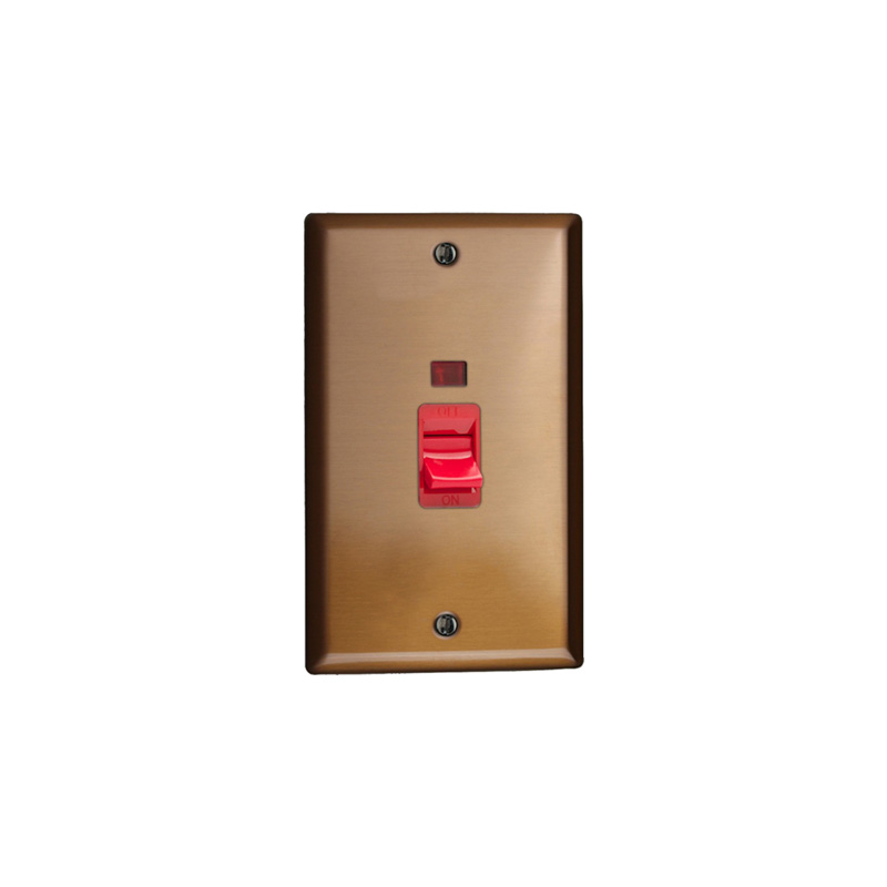Varilight Urban 45A Cooker Red Rocker Switch with Neon Brushed Bronze (Standard Plate)