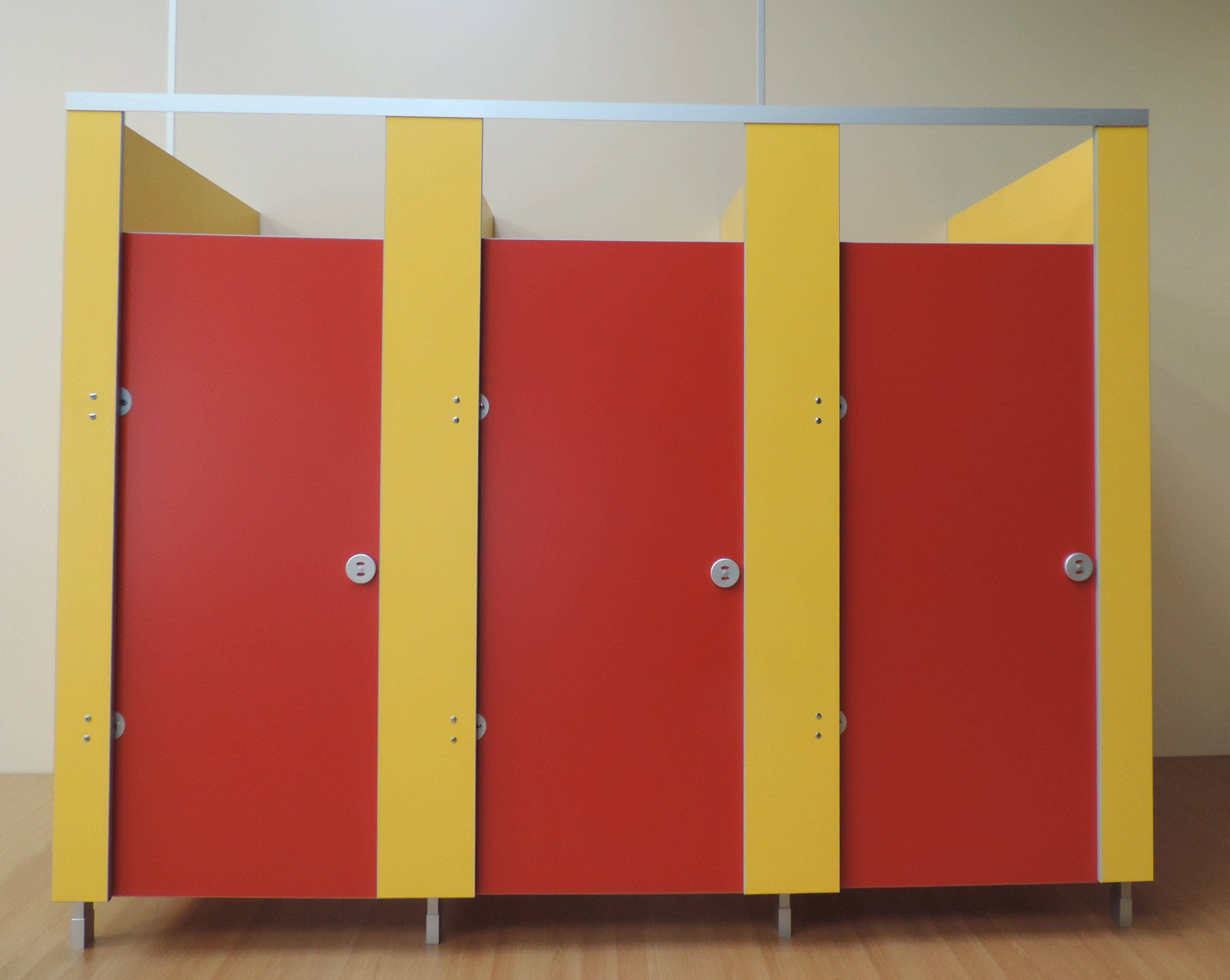 Economical Red Triple Toilet Cubicles UK