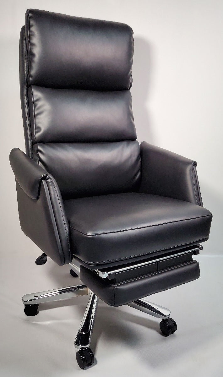 Providers Of Black Leather Executive Office Chair with Built in Footrest - HB-256A Huddersfield