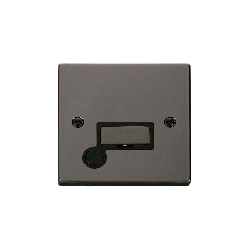 Click Deco 13A Fused 'Ingot' Connection Unit With Flex Outlet Black Nickel Insert Black