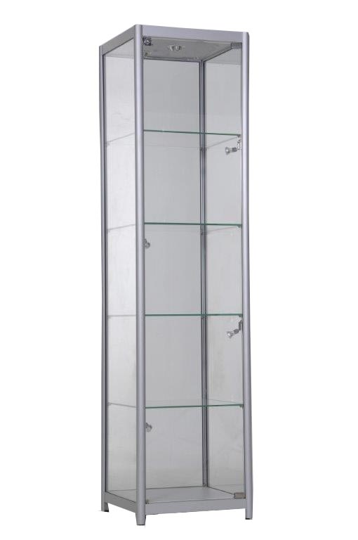 Glass Cabinet 500X500X1980mm 4 Shelves Halogen Bulb Lighting Code 99904