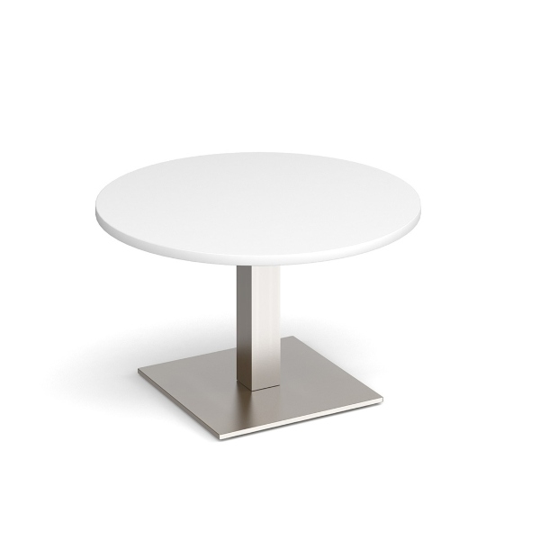 Brescia Circular Coffee Table with Brushed Steel Base - White