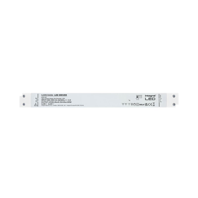 Integral Long & Slim Non Dimmable 12V DC IP20 LED Strip Driver 100W